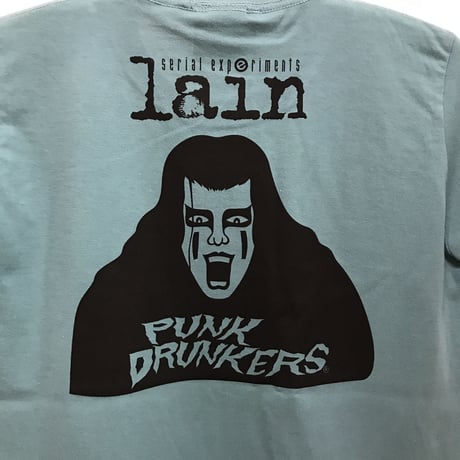 【serial experiments lain × PUNK DRUNKERS】lain Tシャツ-SAGE BLUE-
