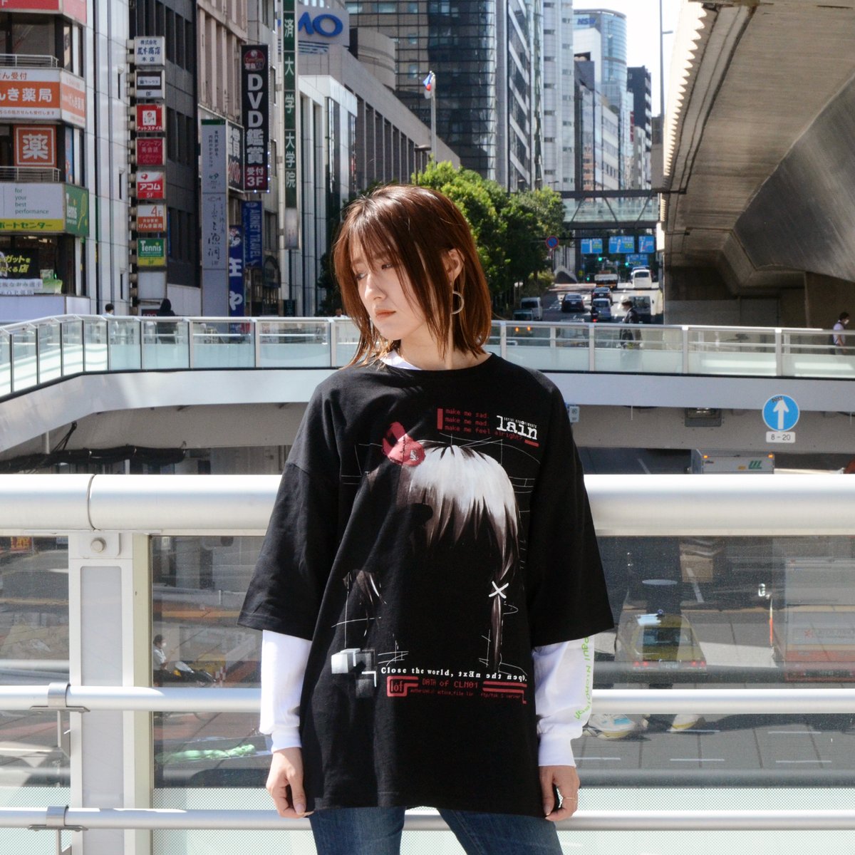 serial experiments lain ビックシルエットシャツ WH Serial experiments lain】NEW Apparel in store n