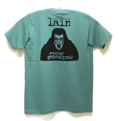 【serial experiments lain × PUNK DRUNKERS】lain Tシャツ-SAGE BLUE-