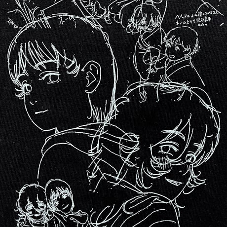 【ルックバック messa】Keep drawing ロングスリーブ T シャツ -BLACK-