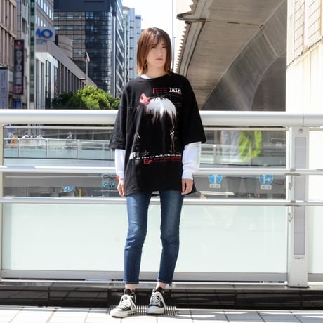 【serial experiments lain × messa】Blood Trail ビックシルエットTシャツ-BLACK-