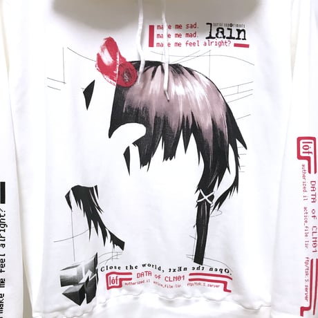 【serial experiments lain × messa】Blood Trail プルオーバーパーカー -WHITE-