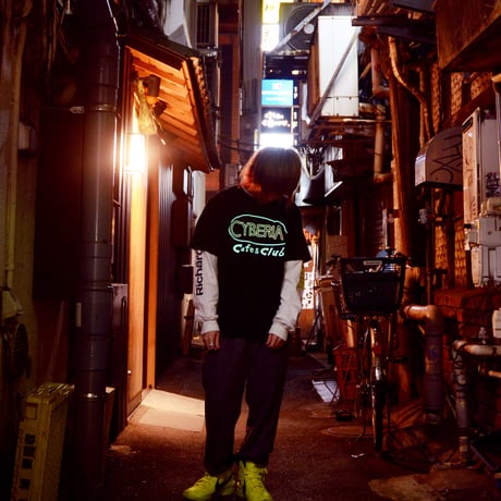 【serial experiments lain × messa】CYBERIA NEON Tシャツ-BLACK-