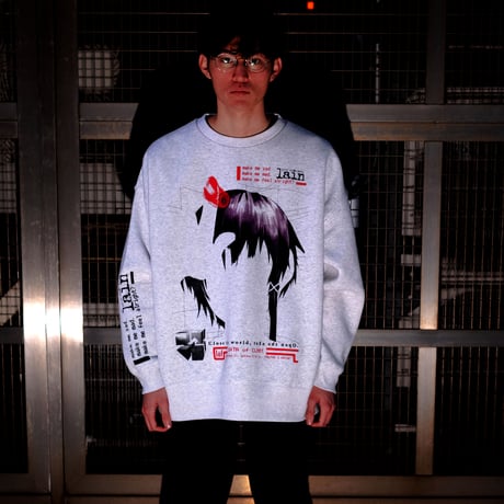 【serial experiments lain × messa store】Blood Trail ビックシルエットスウェットシャツ-ASH-