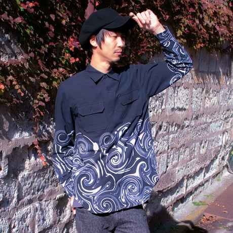 うずまきドレスシャツ-BLACK-