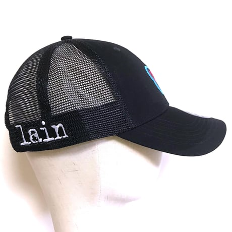 【serial experiments lain × NUMBER 3】LAINクマアイコン 刺繍メッシュキャップ -BLACK-