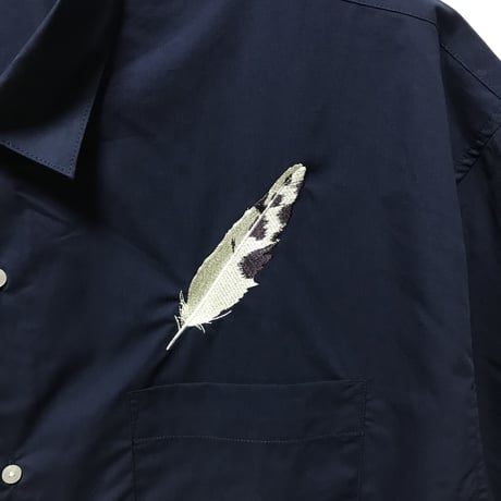 【灰羽連盟 × messa】灰羽刺繍ルーズフィットシャツ-NAVY-