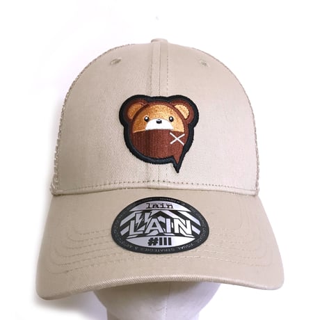 【serial experiments lain × NUMBER 3】LAINクマアイコン 刺繍メッシュキャップ -BEIGE-
