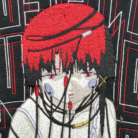 【serial experiments lain × messa 】Wired Maiden 刺繍ジップパーカー -BLACK-
