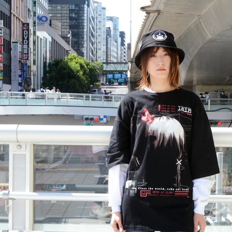 【serial experiments lain × messa】Blood Trail ビックシルエットTシャツ-BLACK-