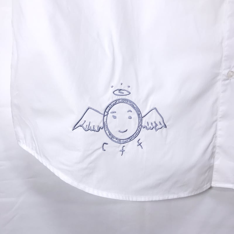 灰羽連盟 × messa store】灰羽刺繍ルーズフィットシャツ-WHITE