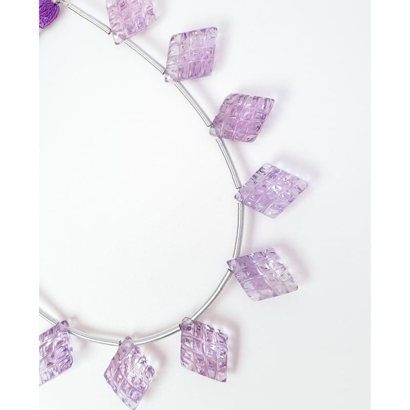 B-090 ピンクアメジスト ひし形カービング | EREN gemstonesエレン  