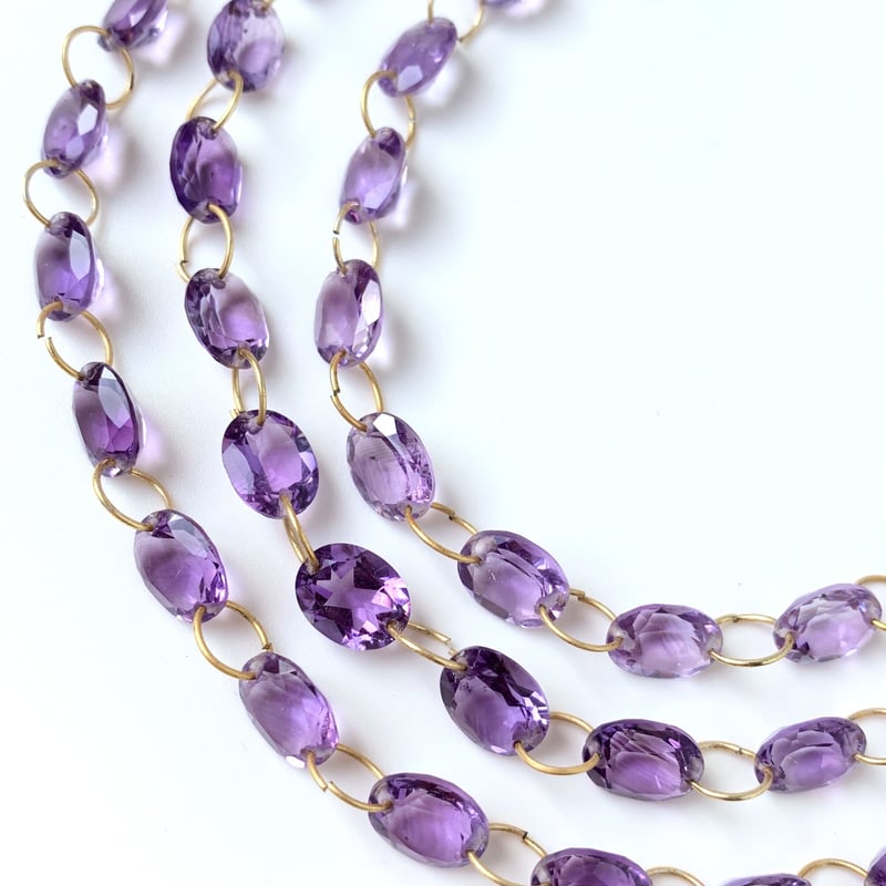 B-378 アメジスト ファセットオーバル(2つ穴) | EREN gemstonesエレンジ