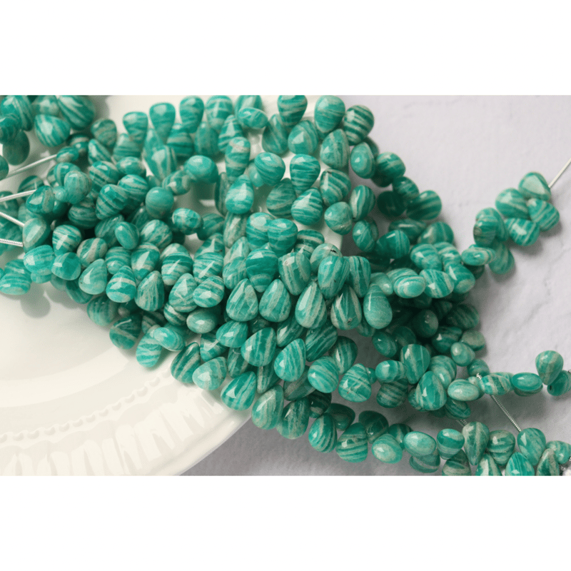 ★特選NEW★激安☆希望の石【濃い青緑色♢ロシア産アマゾナイトさざれ連】♡ B-749 ロシアンアマゾナイト スムースペアシェイプ | EREN gemstones