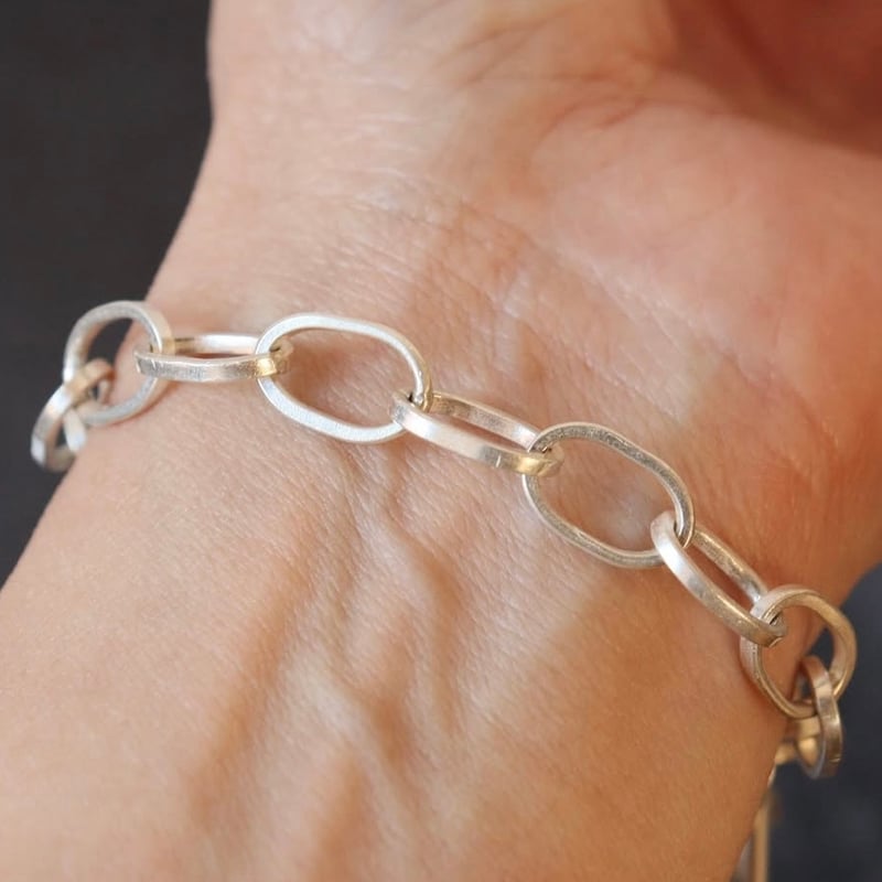 カレンシルバー　シルバー925　19cm チェーン　ブレスレット　新品　手作り カレンシルバー チェーンブレスレット 純銀 刻印入り 幸福を呼ぶ