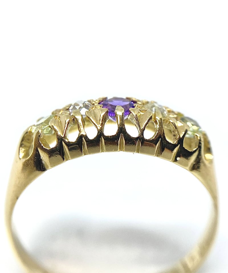 パープルサフィレット　指輪 Amethyst Peridot Diamond - Suffregettes ring |