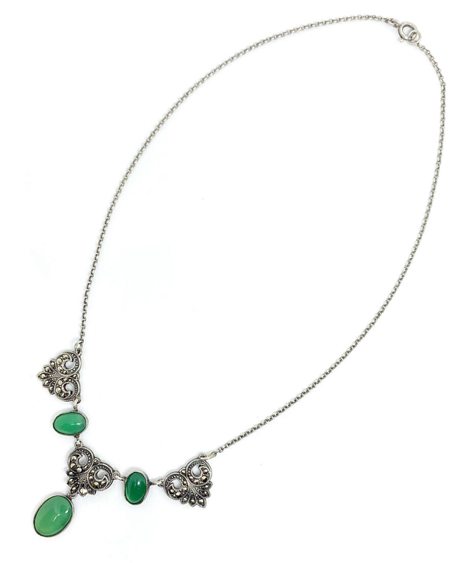 Bernard Instone Greenagate silver necklace | AN
