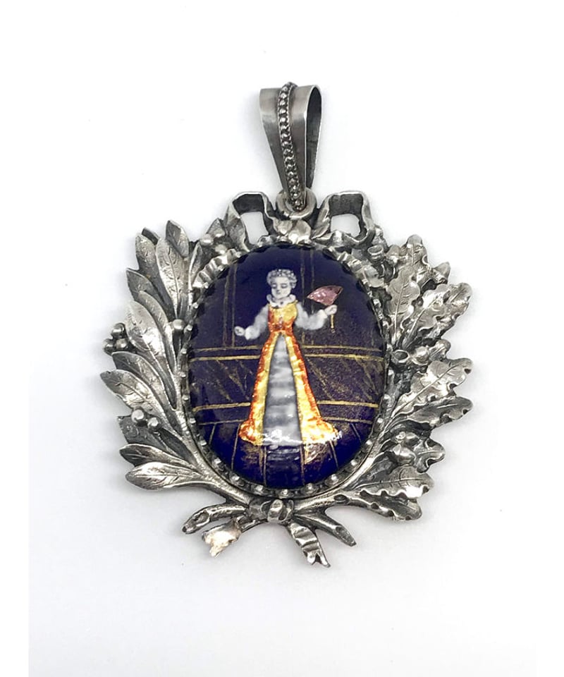 Limoges enamel silver pendant | ANNIE'S ANTIQUES
