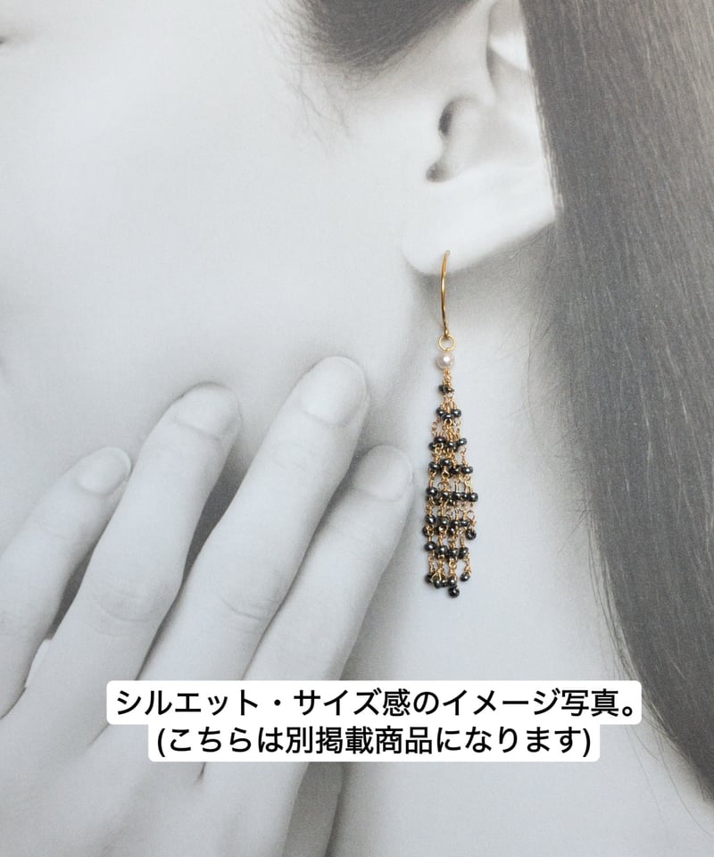 14kgf】赤のシャンデリアピアス 〜 ヴィンテージビーズ ＆ 淡水パール