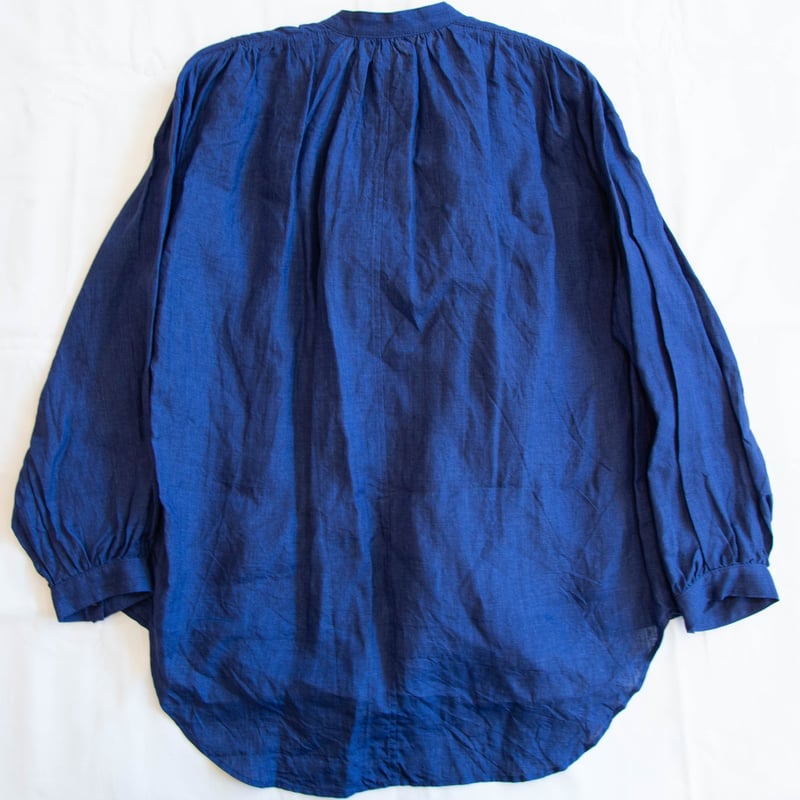 新品未使用 リネンインディゴフリルシャツ ソワ フリルリネンブラウス
