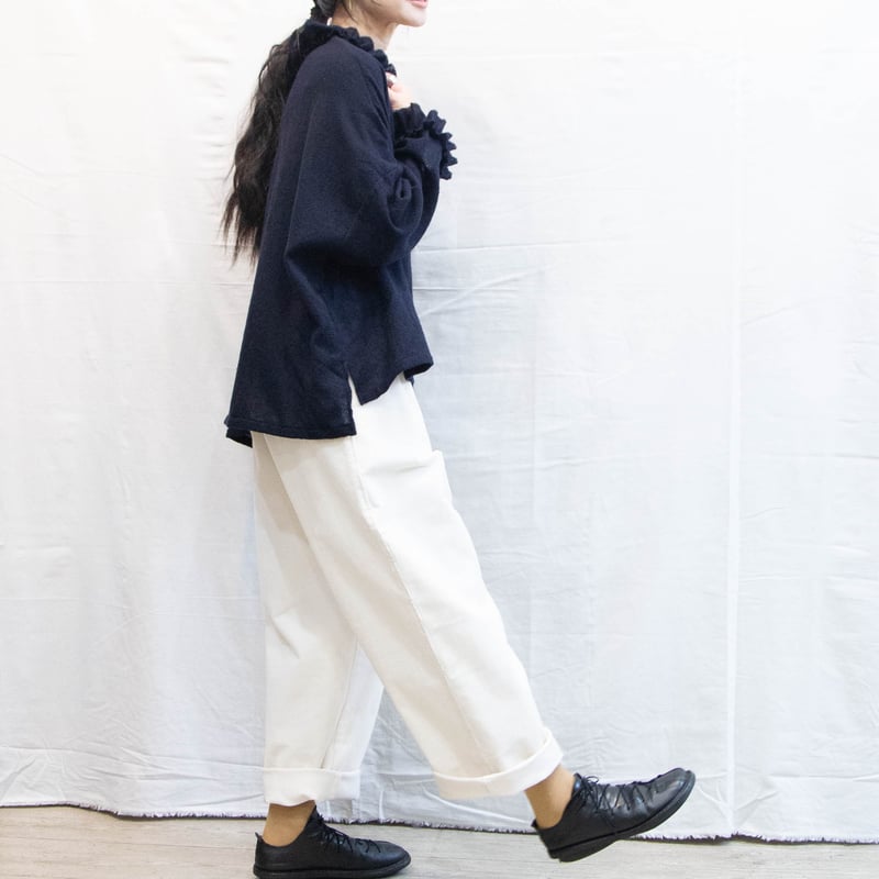 g)グラム g_652 ウールガーゼネックフリルブラウスプルオーバー