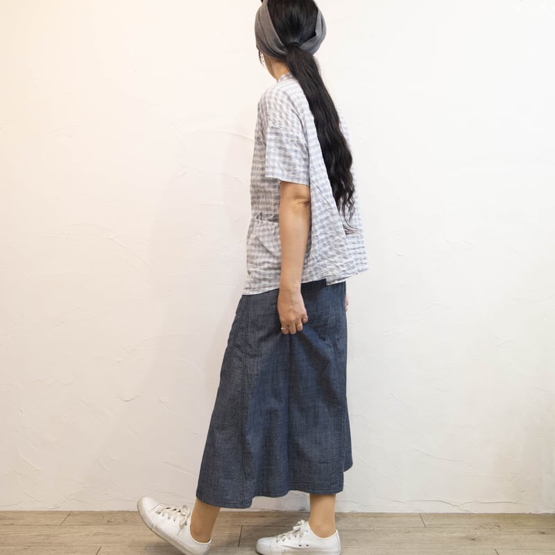 快晴堂（かいせいどう）51S-46 ゆらぎギンガムチェック 半袖スタンド背