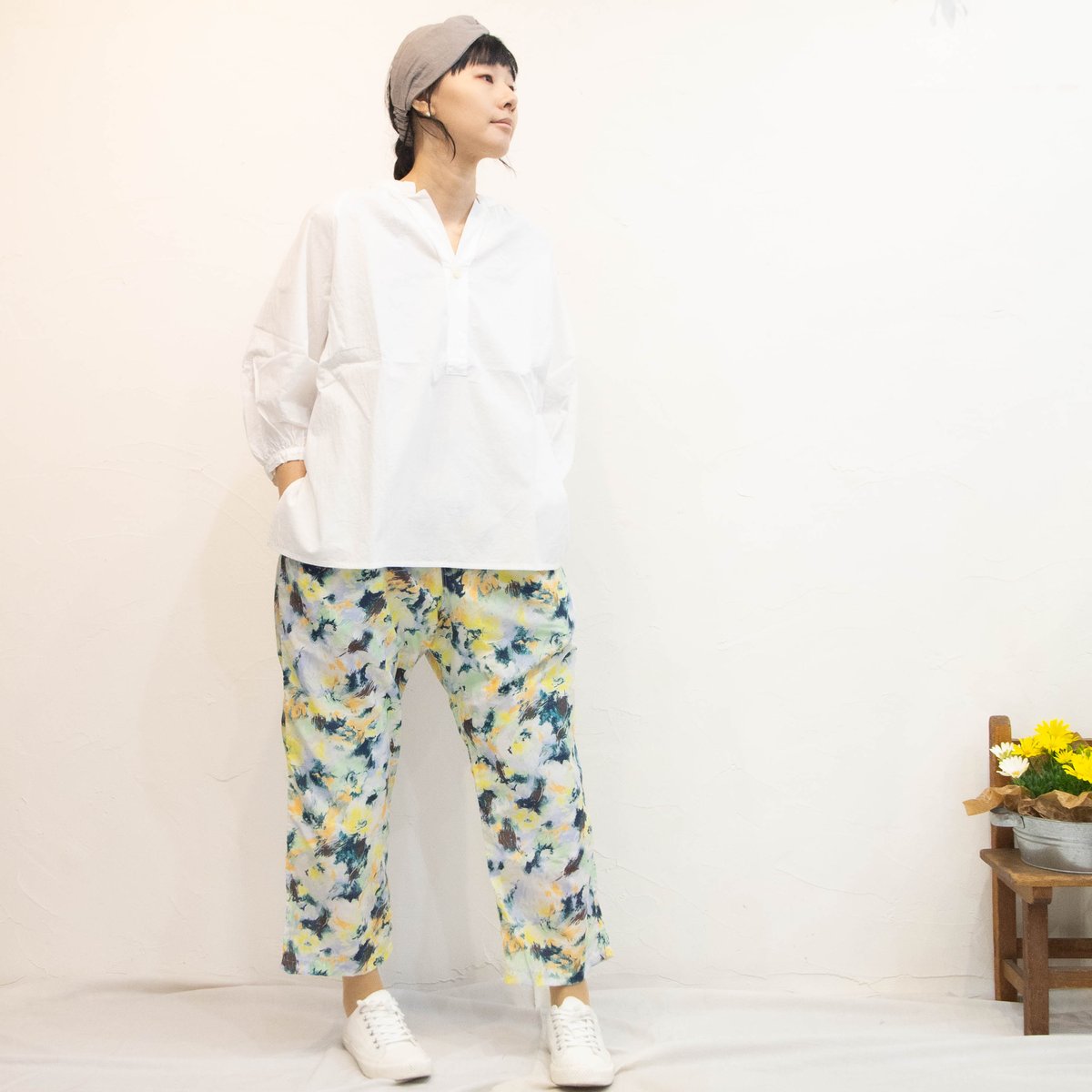 ichi（イチ）241013 フラワープリント パンツ / white | casual co