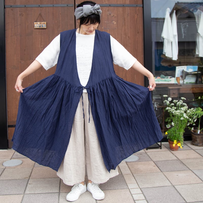 未使用 ドゥーブルー doux bleu リネンカシュクールワンピース 羽織り g)グラム g_602 リネンカシュクールワンピース | casual collection