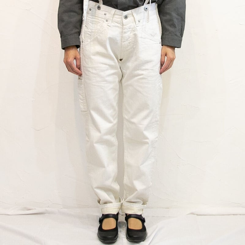 50s60sホワイトコットンワークパンツ サスペンダー用バックル付き 50s60sホワイトコットンワークパンツ サスペンダー用バックル