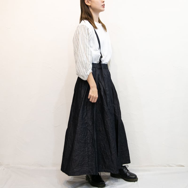 グラム g ＊コットンリネンタックワンショルダーデニムスカート 楽天市場】g グラム コットンリネンライトデニムワンショルダー