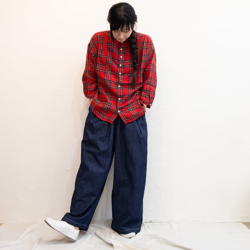 快晴堂(かいせいどう)42S-01 タータンチェック八分袖パジャマ 快晴堂(かいせいどう)42S-01 タータンチェック八分袖パジャマ