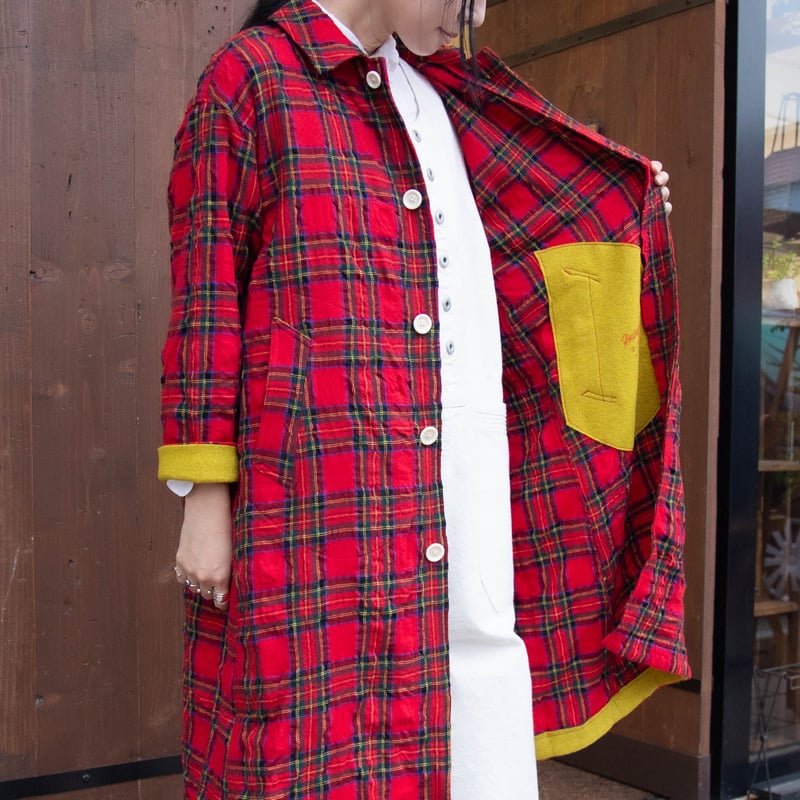 快晴堂 タータンチェックコートワンピース 快晴堂（かいせいどう）43OP-12 タータンフォーエバー Wideコート