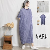 NARU(ナル) 667916 コットンストライプリエカワンピース