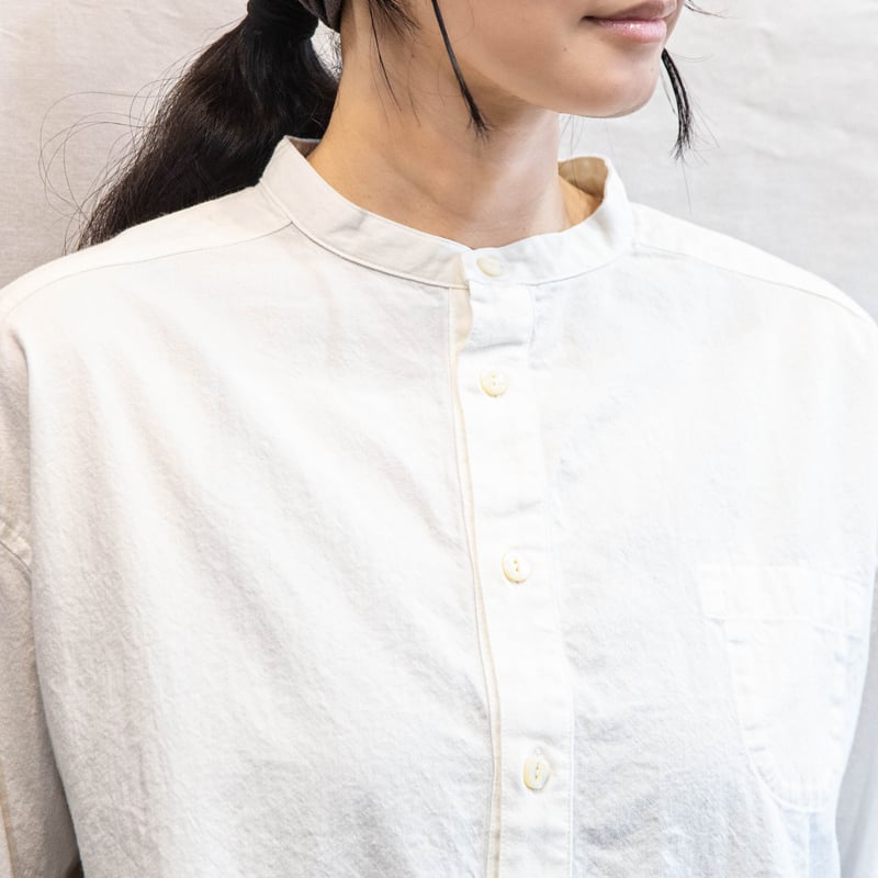 快晴堂 HAYATE ホワイトプルオーバーシャツ 5+ 快晴堂（かいせいどう）53S-47 HAYATE ホワイトシャツ プルオーバー