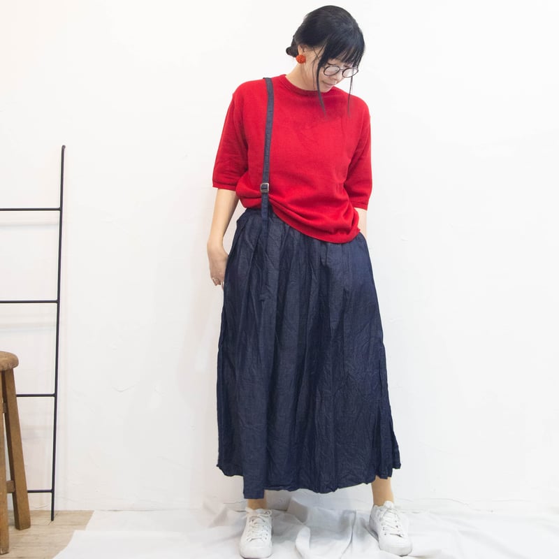 g)グラム g_012DL ライトデニムワンショルダースカート ロング