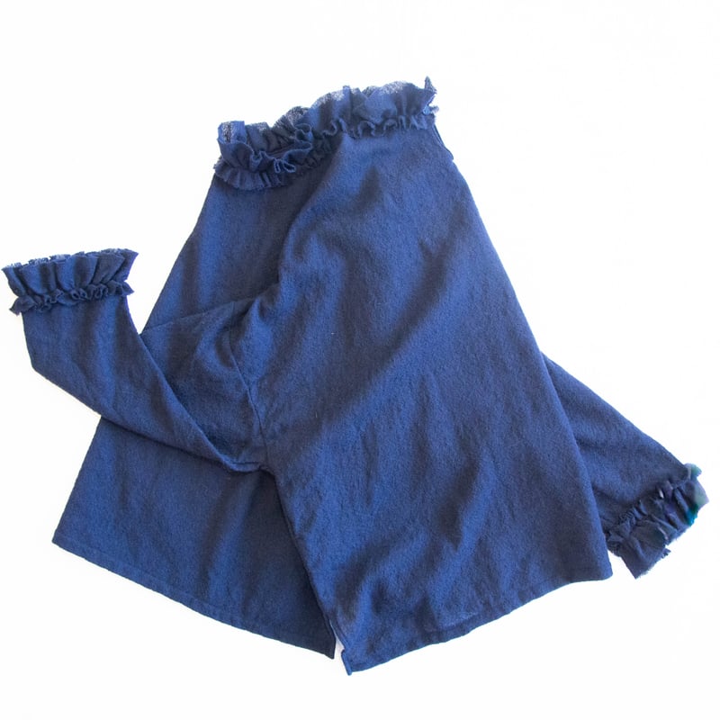 g)グラム g_652 ウールガーゼネックフリルブラウスプルオーバー