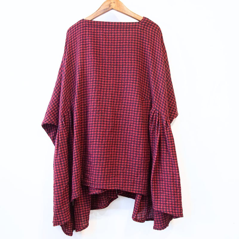 g)グラム g_656 ウールガーゼチェックギャザーリボンブラウス | casual