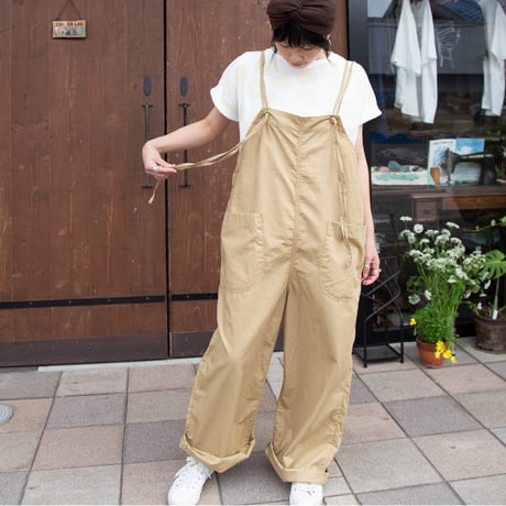 D.M.G(ディーエムジー）14-345X ストラップサロペットパンツ BEIGE