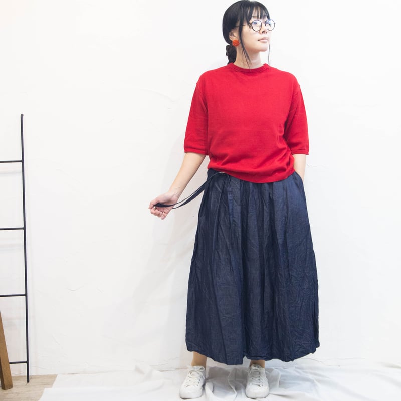 g)グラム g_012DL ライトデニムワンショルダースカート ロング