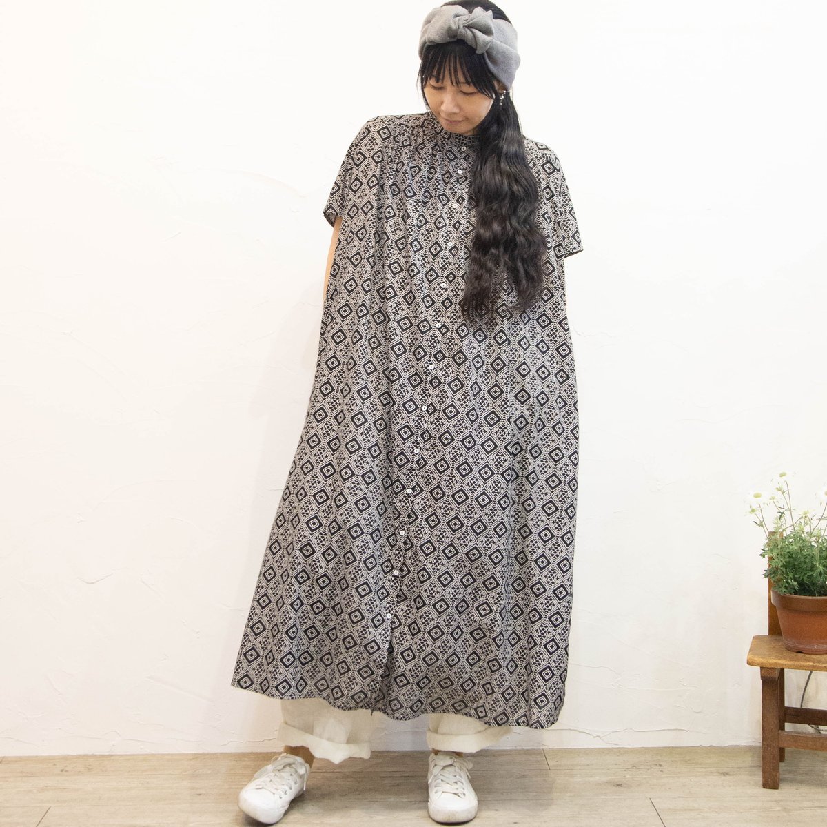 Brocante（ブロカント）37-270X フロンセワンピース インドプリント
