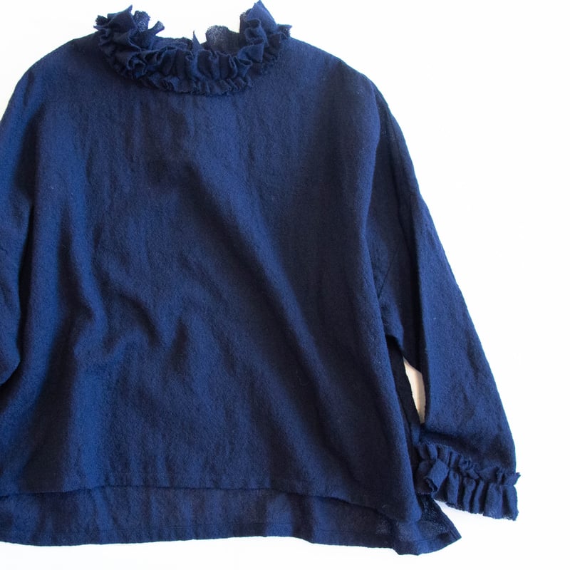 g)グラム g_652 ウールガーゼネックフリルブラウスプルオーバー