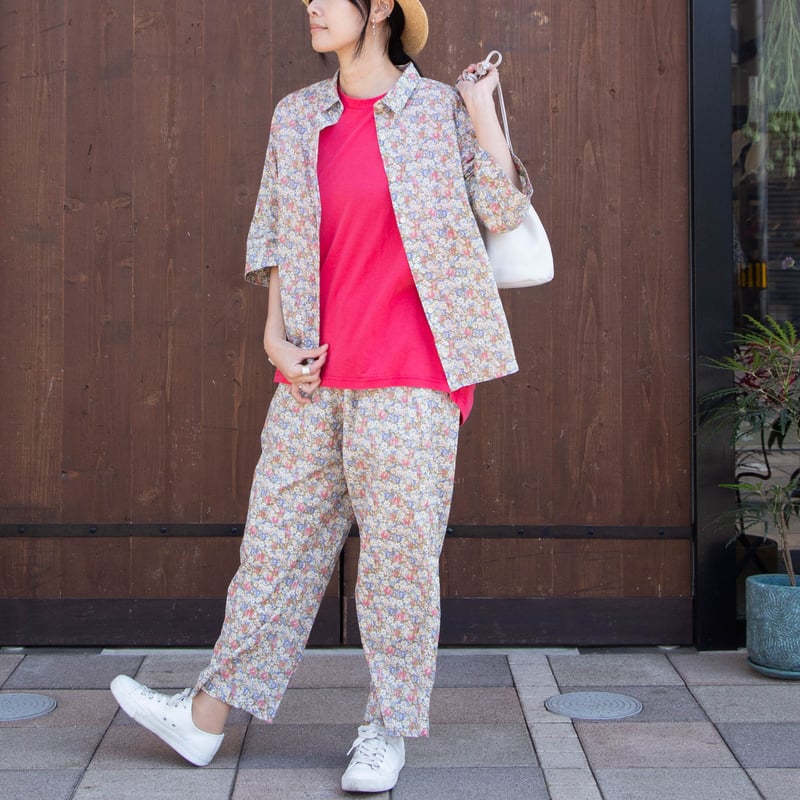 ichi イチ ワンピース フラワープリント ボタニカル コーデュロイ ゆっくり ICHI（イチ） コーデュロイ フラワーワンピース ゆうパック発送 日本製