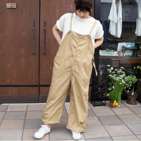 D.M.G(ディーエムジー）14-345X ストラップサロペットパンツ BEIGE