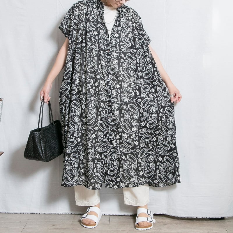 Brocante（ブロカント）37-270X フロンセワンピース インドプリント