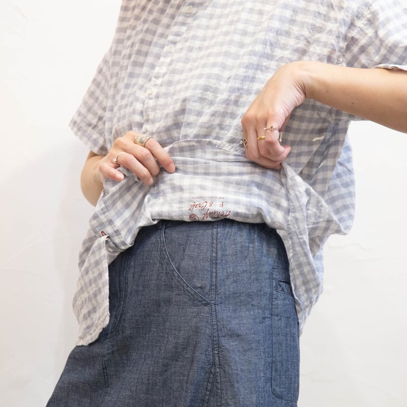 快晴堂（かいせいどう）51S-46 ゆらぎギンガムチェック 半袖スタンド背