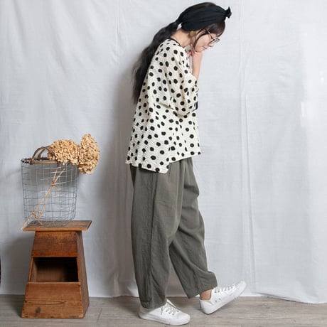 NATURAL LAUNDRY（ナチュラルランドリー）7262P-001 コットンリネンワッシャークロス ジャンプパンツ