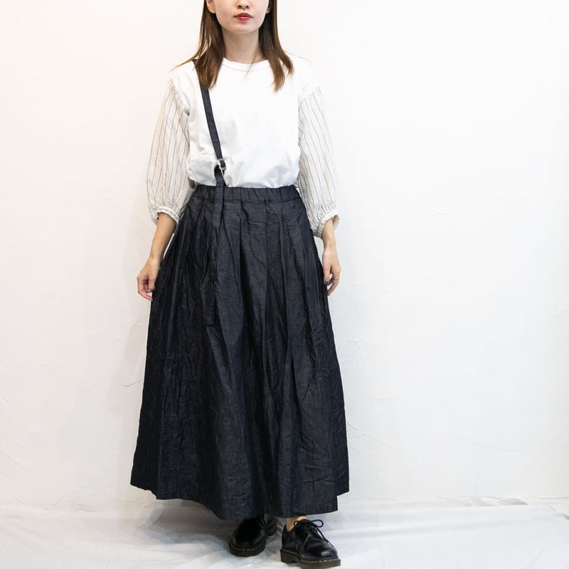 g)グラム g_012DL ライトデニムワンショルダースカート ロング