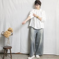 nous rendent heureux（ヌーランドオロー）426096 60リネンゴム通し衿ギャザーフレアーブラウス