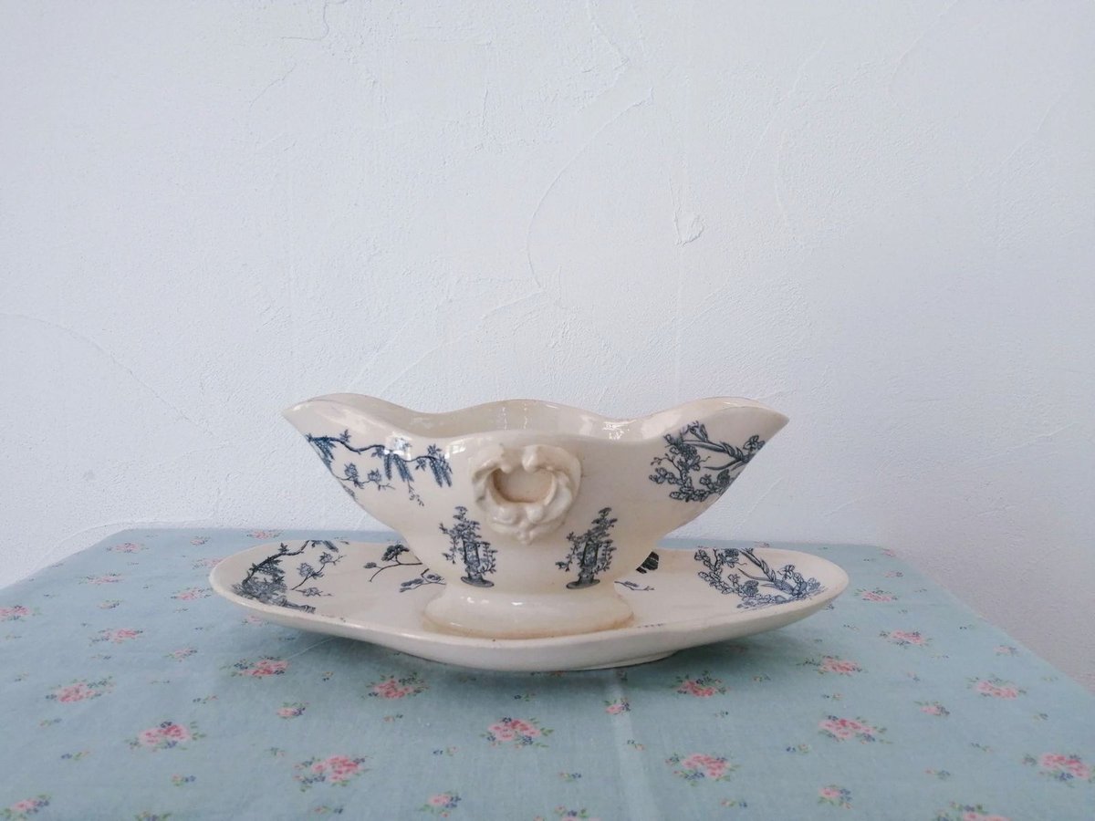 レア フランスアンティーク Gian ジアンYeddo 蓋付きソーシエール