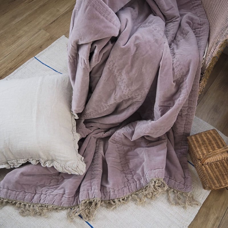 オンフィルダンディエンヌラベンダー色ベロアのマルチカバーキルト布団